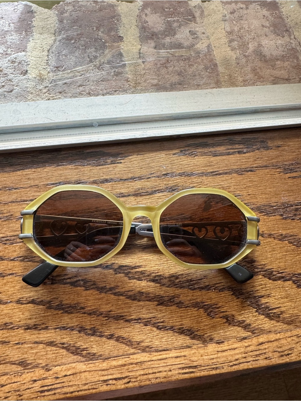 RARE VINTAGE Fiorucci Yellow Frame Sunglasses with Brown Lenses